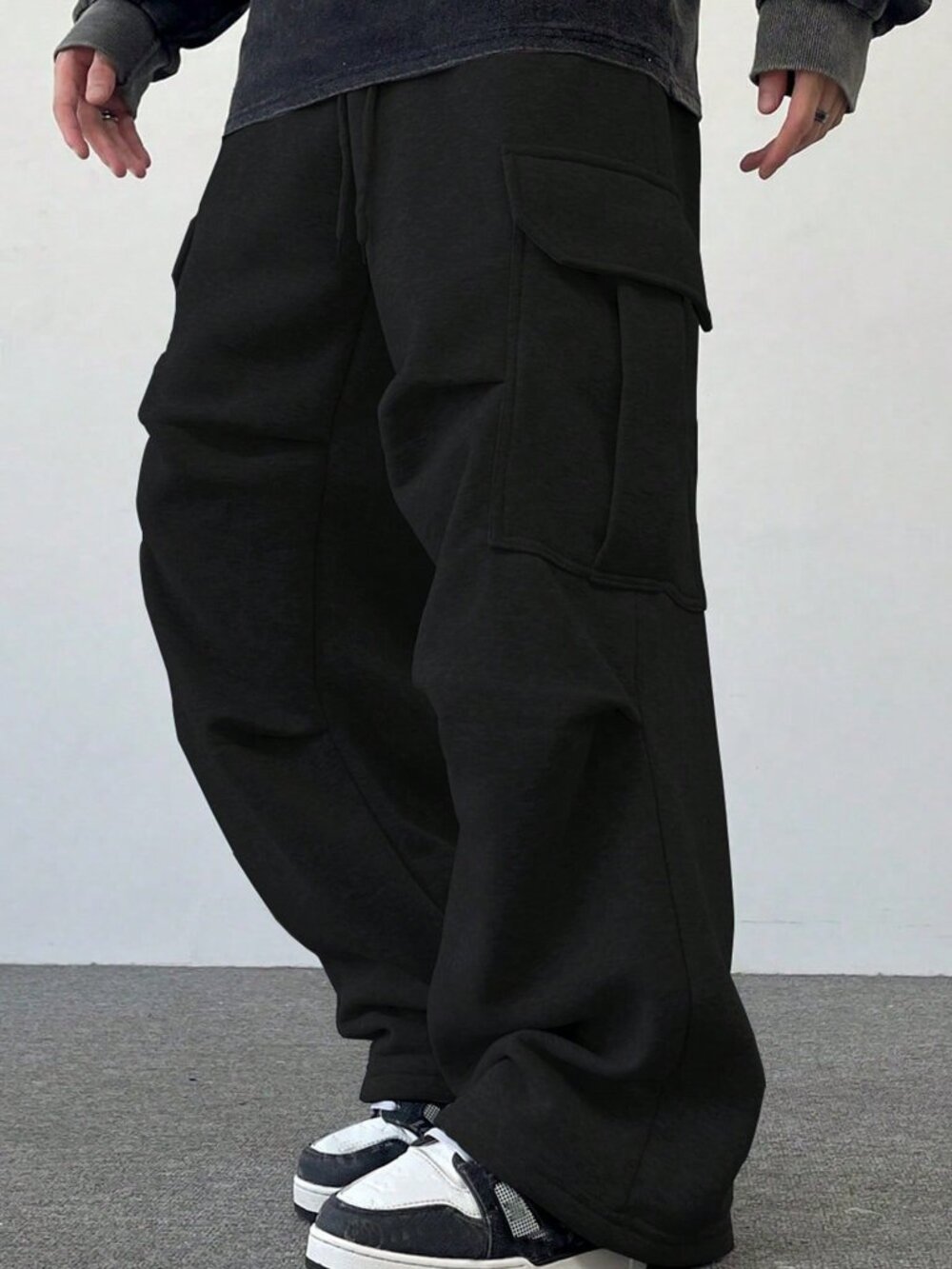 Black Sports Men's Casual Cargo Jogger Pants
